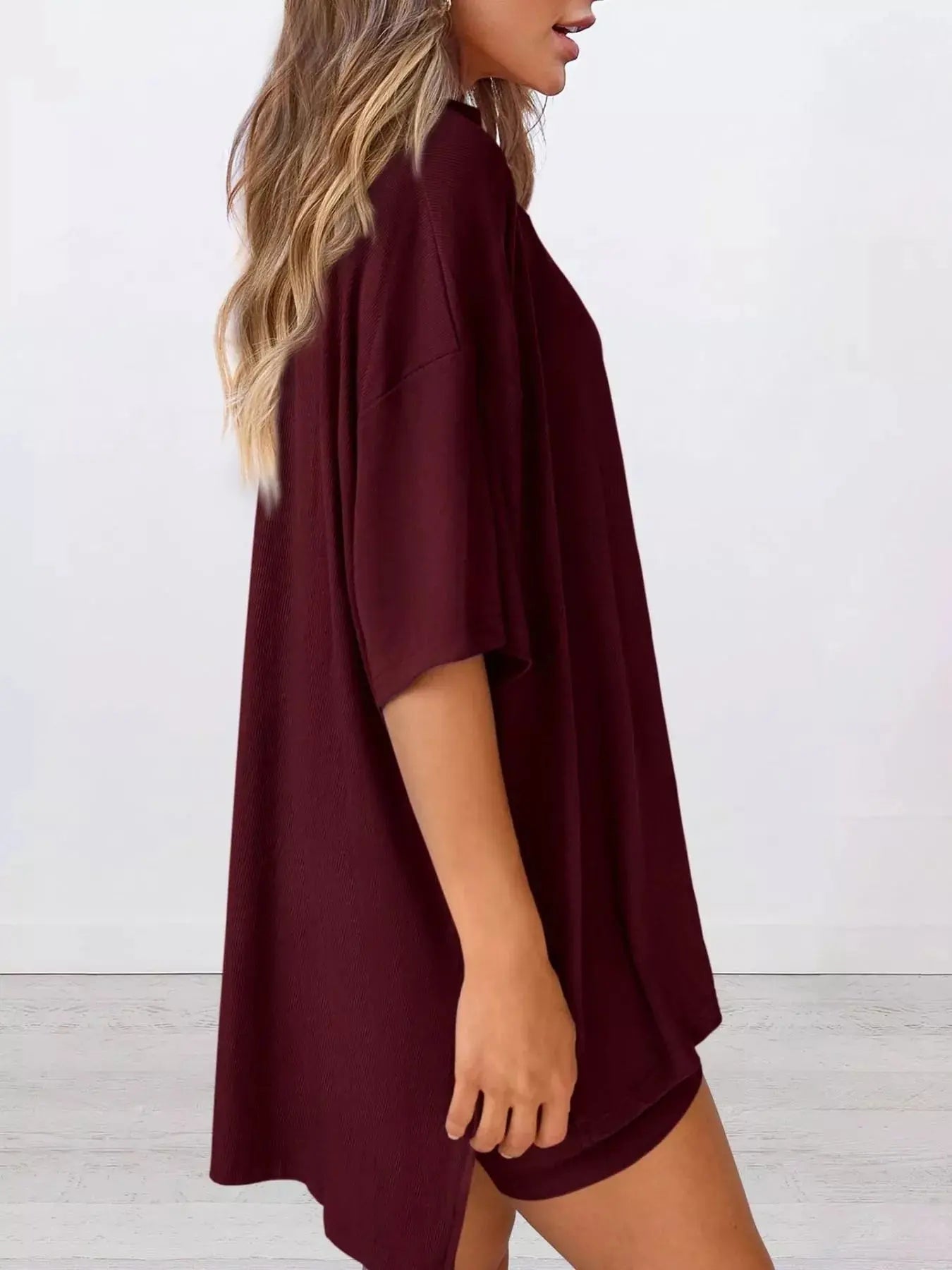 Full Size Relaxed Fit Top and Shorts Two-Piece Set  Style Ratio