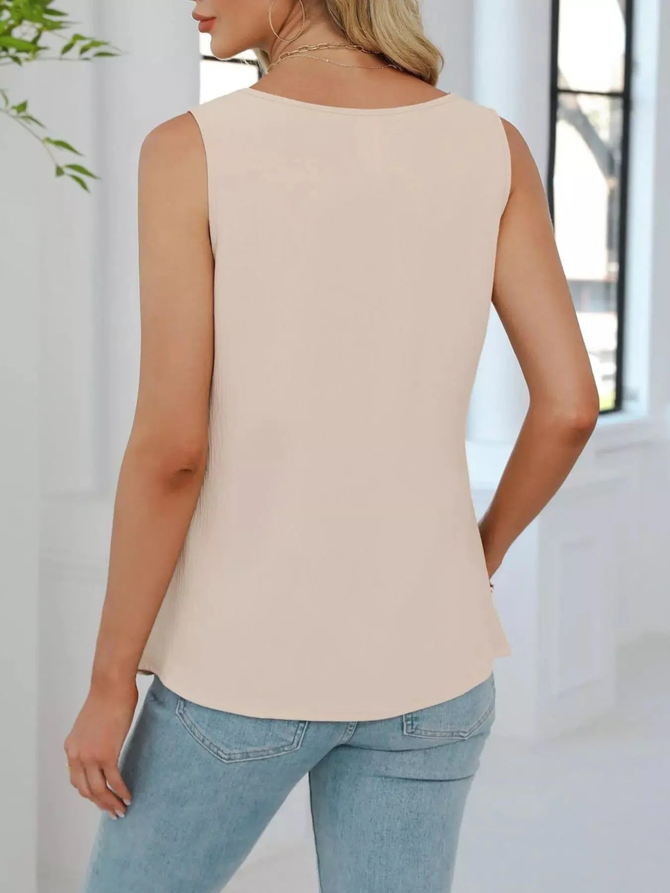 V Neck Pleated Tank  Style Ratio