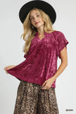 Umgee Crushed Velvet Pleated Blouse  Style Ratio