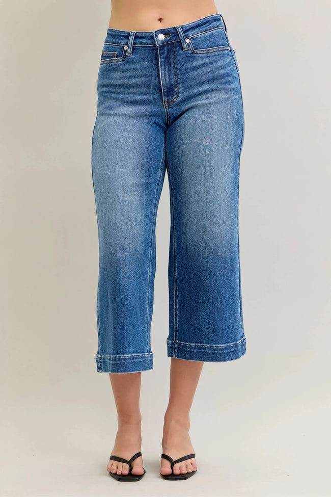 Judy Blue Mid Rise Crop Wide Leg Jeans  Style Ratio