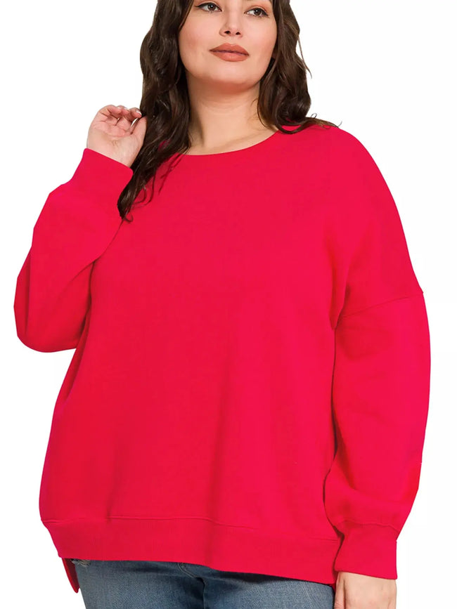 Zenana Full Size Fleece Hi-low Boyfriend Sweatshirts with Pockets  Style Ratio