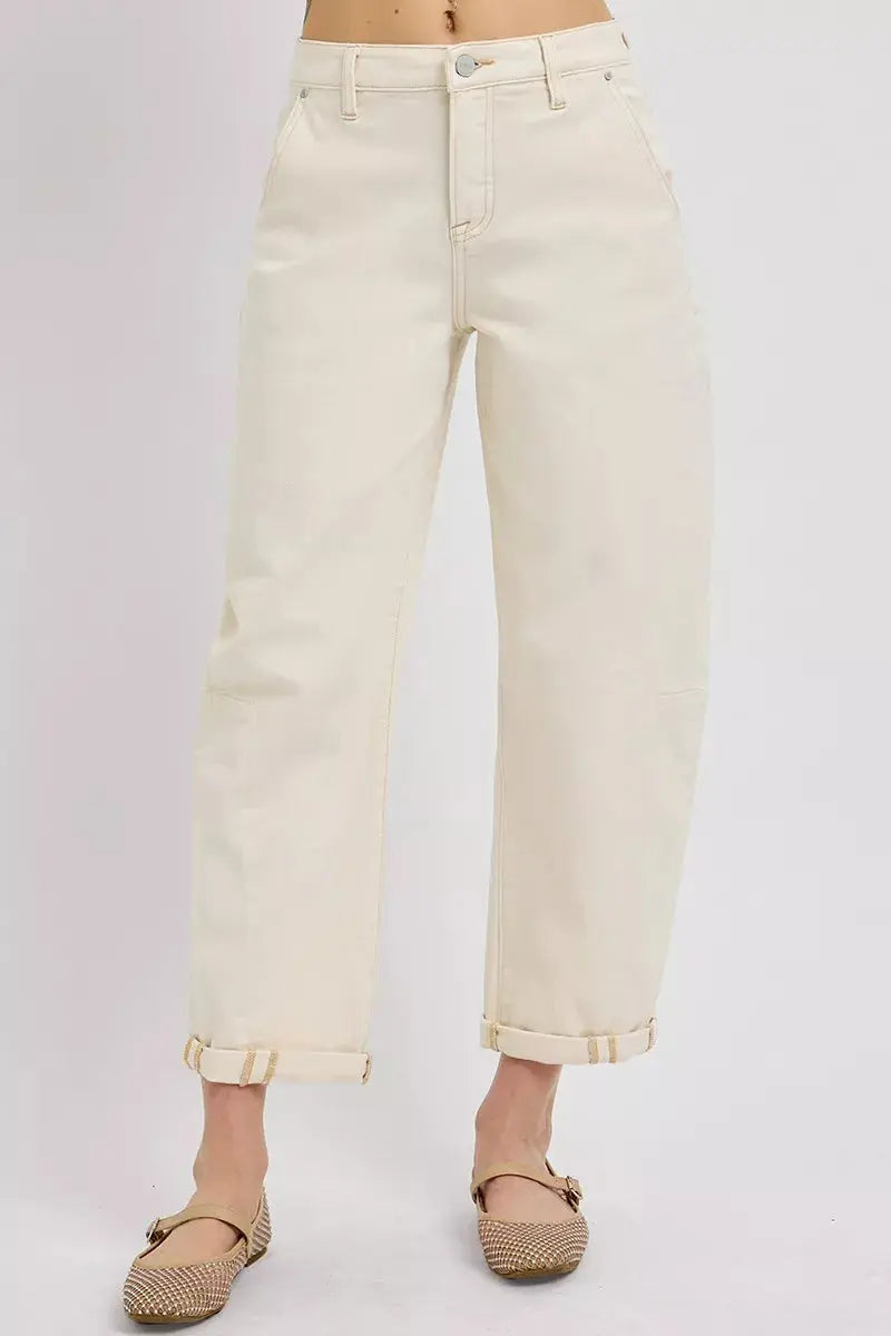 RISEN High Rise Relaxed Barrel Cuffed Jeans  Style Ratio