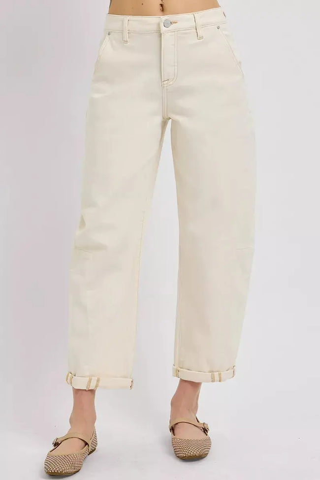 RISEN High Rise Relaxed Barrel Cuffed Jeans  Style Ratio
