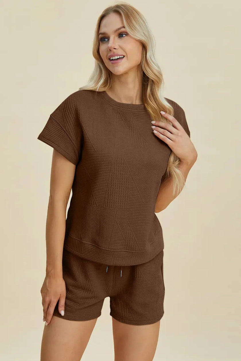 Double Take Short Sleeve Top and Shorts Set  Style Ratio