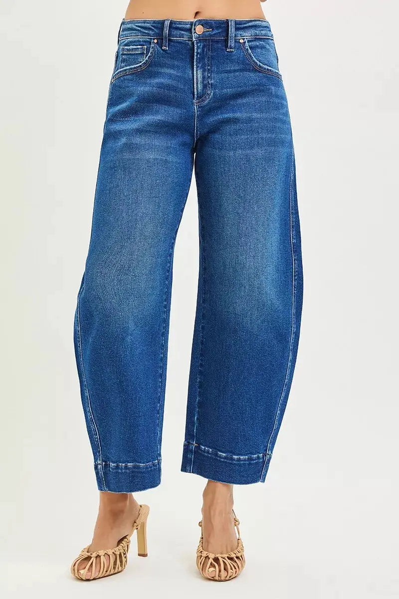RISEN Mid Rise Crop Barrel Jeans  Style Ratio