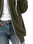 Full Size Cozy Fleece Zip-Up Hooded Jacket  Style Ratio