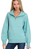 Zenana Half Zip Fleece Sweatshirt  Style Ratio