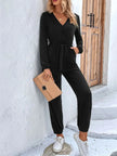 Perfee Long Sleeve Tie Waist Jumpsuit  Style Ratio