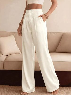 Lace Waist Wide Leg Pants  Style Ratio
