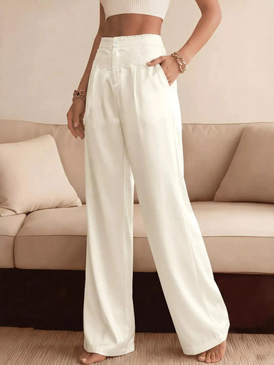 Lace Waist Wide Leg Pants  Style Ratio