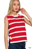 Zenana Side Tie Sleeveless Stripe Sweater  Style Ratio