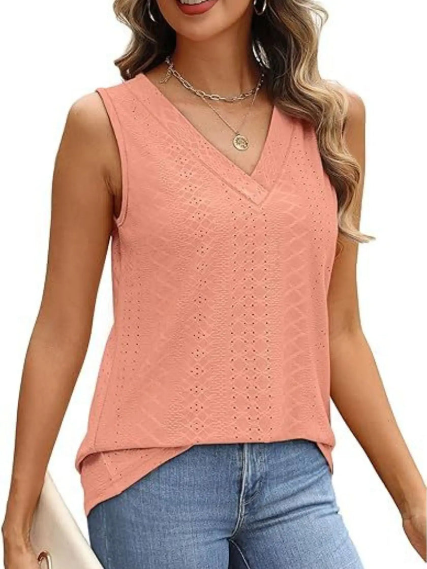 Eyelet V-Neck Tank  Style Ratio