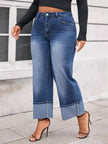 Plus Size High Waist Cuffed Wide Leg Jeans  Style Ratio