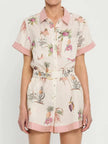 Printed Short Sleeve Romper with Belt  Style Ratio