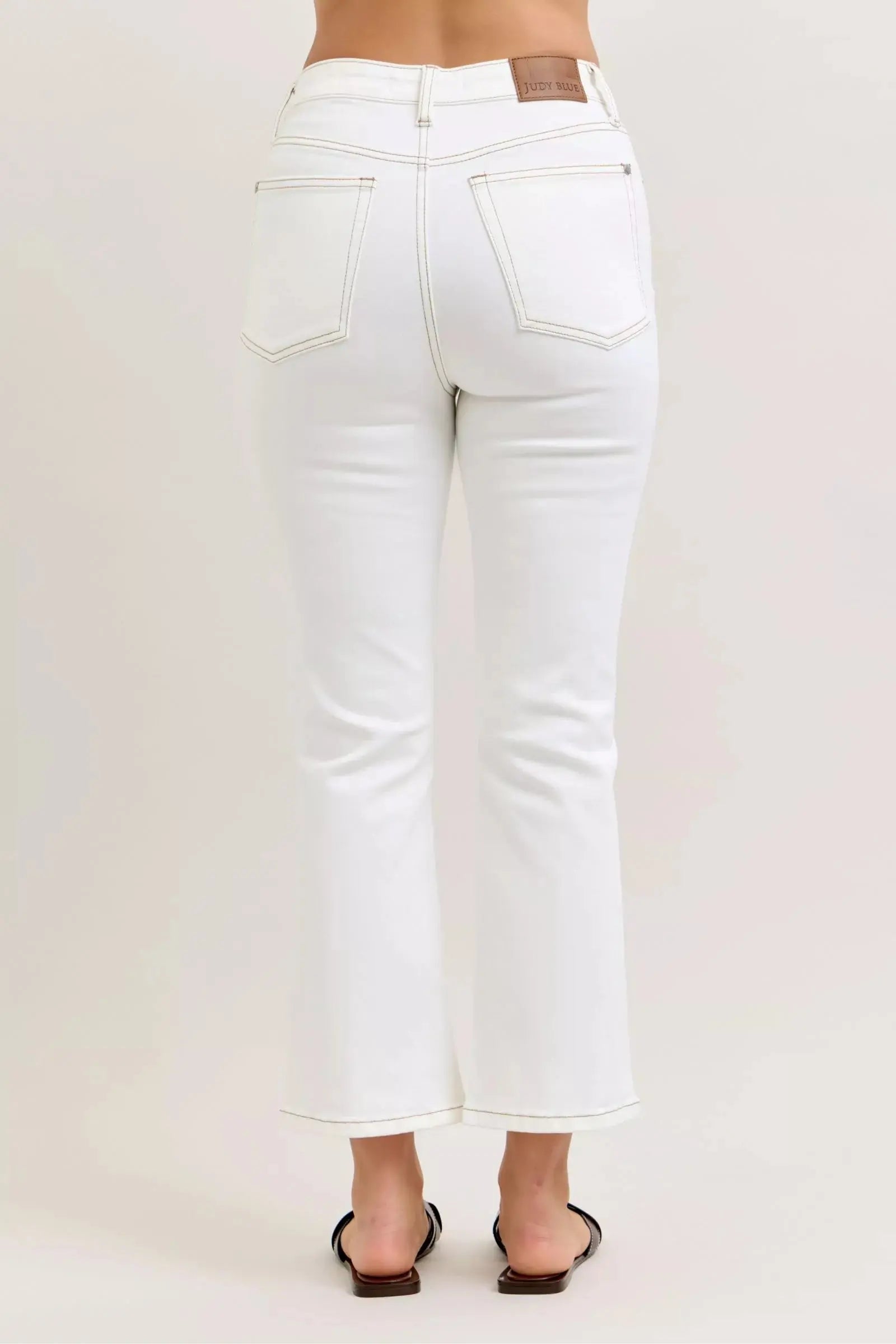 Judy Blue Contrast Stitching Cropped Flare Jeans  Style Ratio