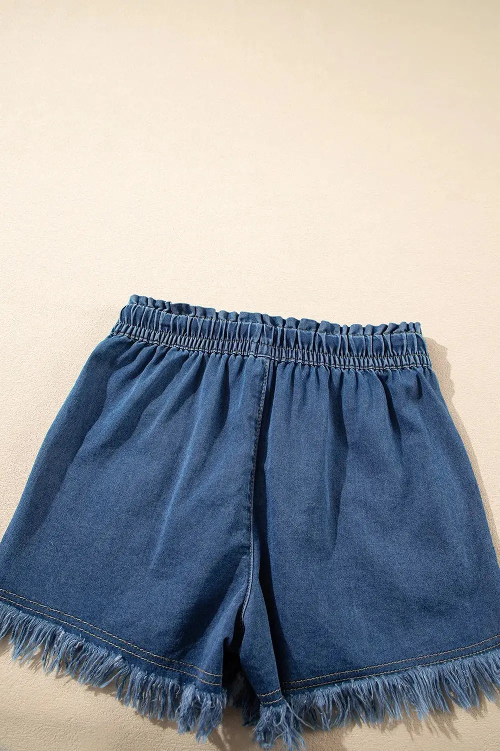Raw Hem Drawstring High Waist Denim Shorts with Pockets  Style Ratio