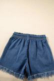 Raw Hem Drawstring High Waist Denim Shorts with Pockets  Style Ratio