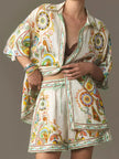 Printed Button Up Shirt and Shorts Set  Style Ratio
