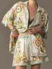Printed Button Up Shirt and Shorts Set  Style Ratio