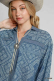 Umgee Paisley Print Denim Shacket  Style Ratio