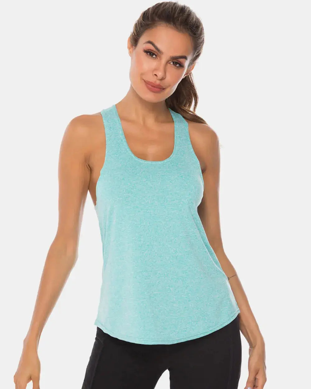 Full Size Scoop Neck Wide Strap Active Tank  Style Ratio