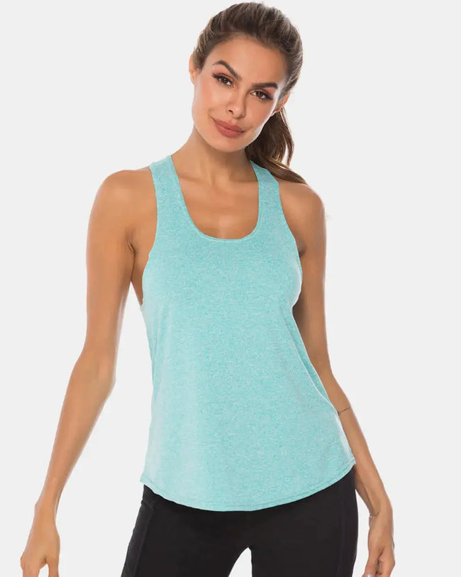 Full Size Scoop Neck Wide Strap Active Tank  Style Ratio