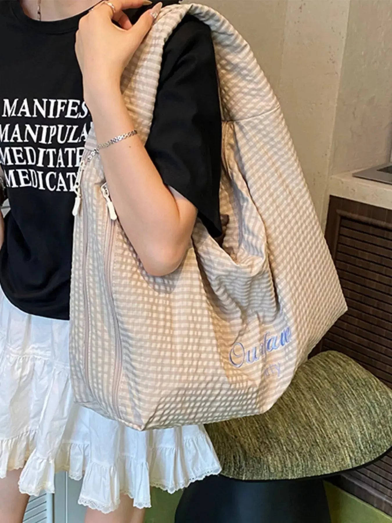 Casual Style Plaid Handbag  Style Ratio