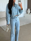 Embroidered Cropped Denim Shirt  Style Ratio