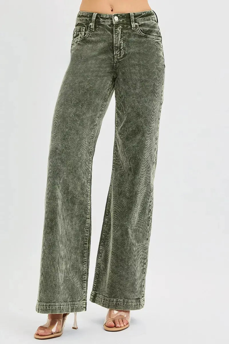 RISEN Full Size High Rise Wide Leg Corduroy Jeans  Style Ratio
