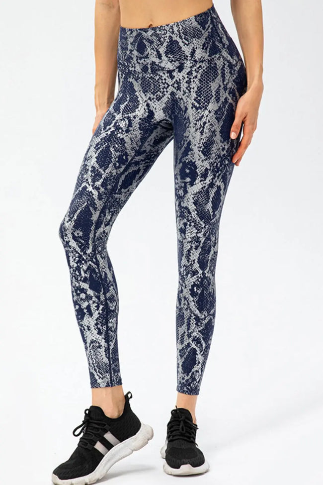 Animal Print Slim Fit Wide Waistband Long Sports Pants  Style Ratio
