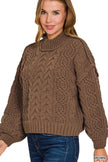 Zenana Cable-Knit Ribbed Turtleneck Sweater  Style Ratio
