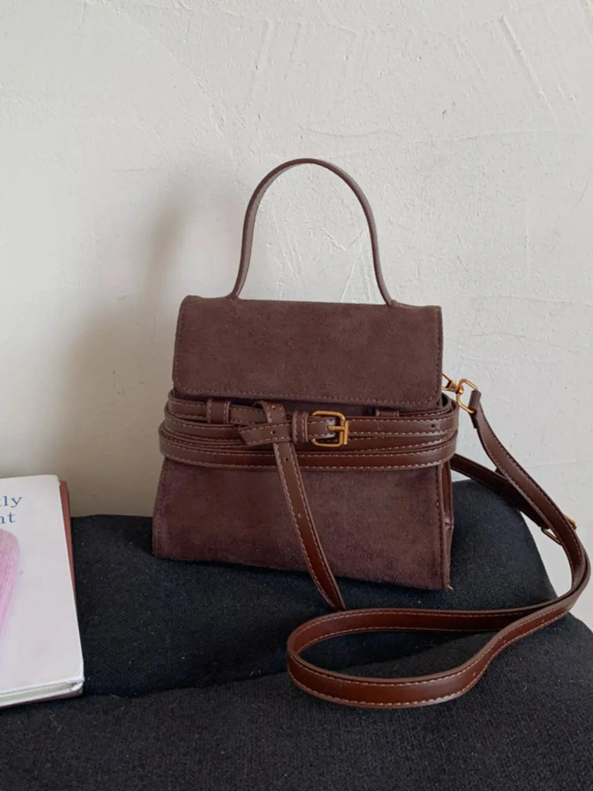 Suede Buckle Decor Crossbody Bag  Style Ratio