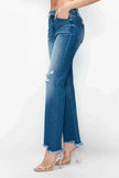 bytos Full Size Raw Hem Distressed Mid Rise Straight Jeans  Style Ratio