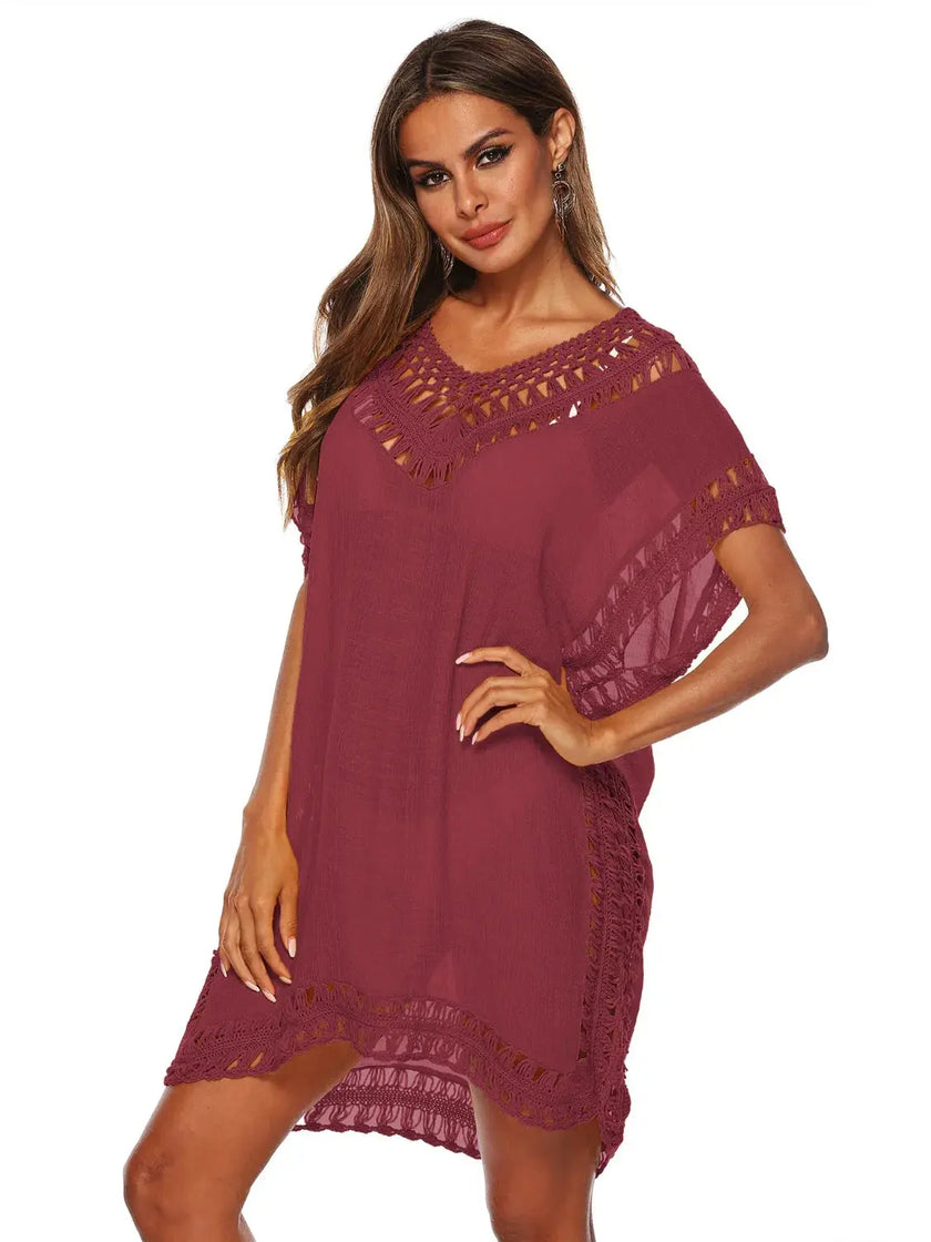 Bohemian Crochet Trim Beach Cover Up  Style Ratio