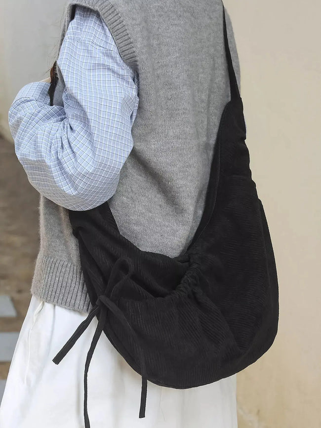 Corduroy Drawstring Crossbody Bag  Style Ratio