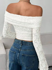 Lace Off-Shoulder Long Sleeve Top  Style Ratio
