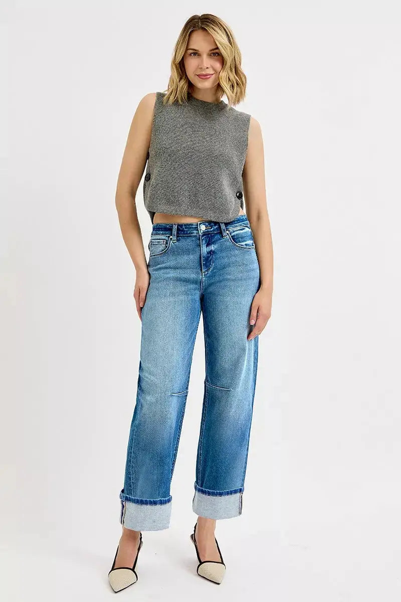 RISEN Slouchy Crop Barrel Cuffed Jeans  Style Ratio