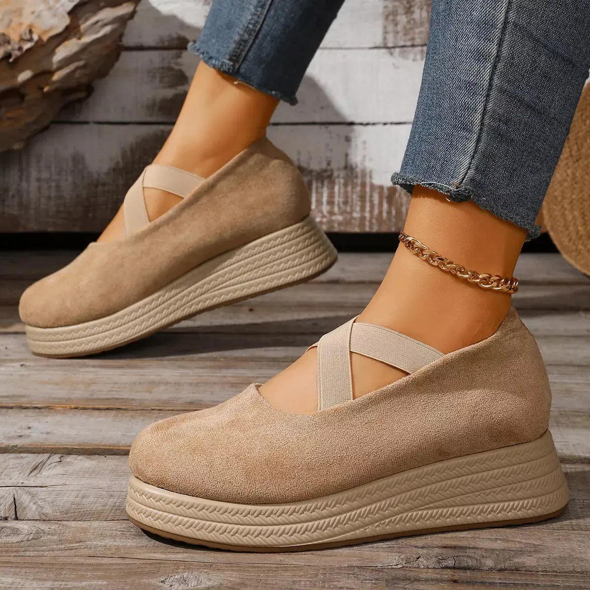 Crisscross Wedge Slip-Ons  Style Ratio
