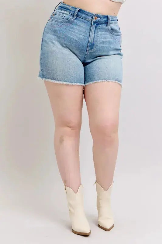 Judy Blue High Waist Western Embroidery Detail Cut Off Denim Shorts  Style Ratio