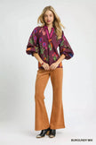 Umgee Floral Print Flounce Sleeve Blouse  Style Ratio