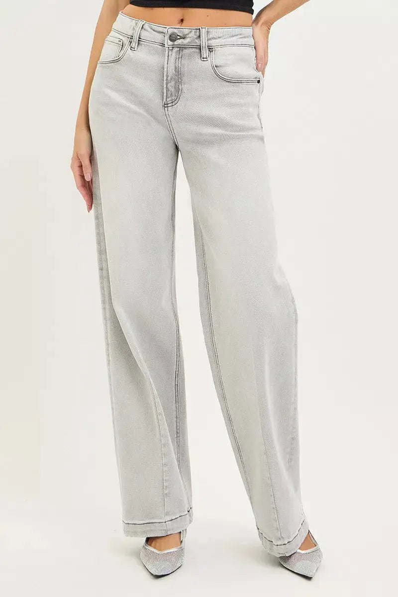 RISEN Slouchy Baggy Jeans with Contrast Stitching  Style Ratio