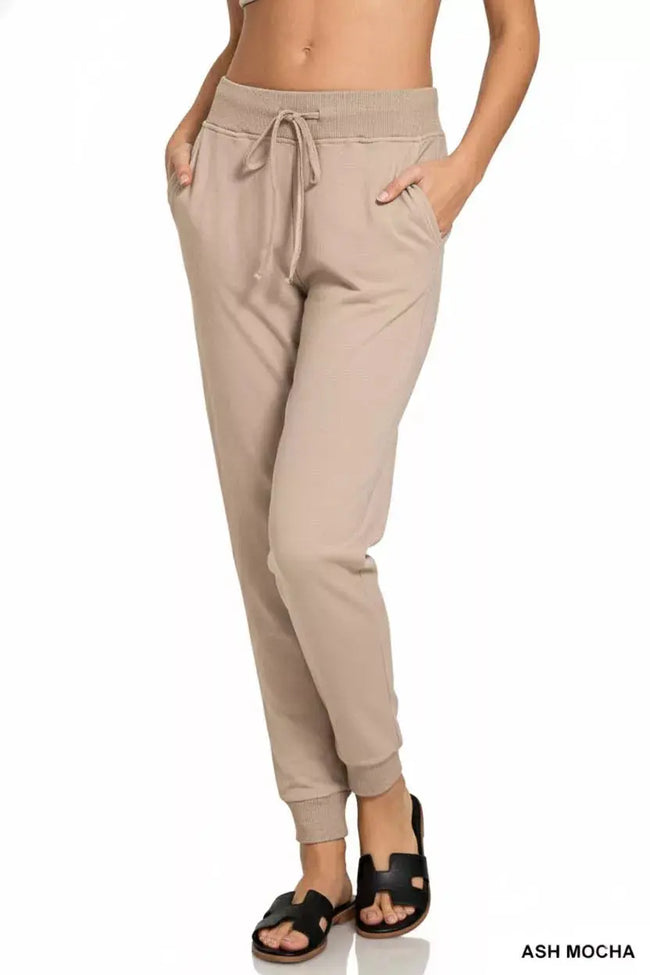 Zenana Drawstring Cotton Joggers with Pockets  Style Ratio
