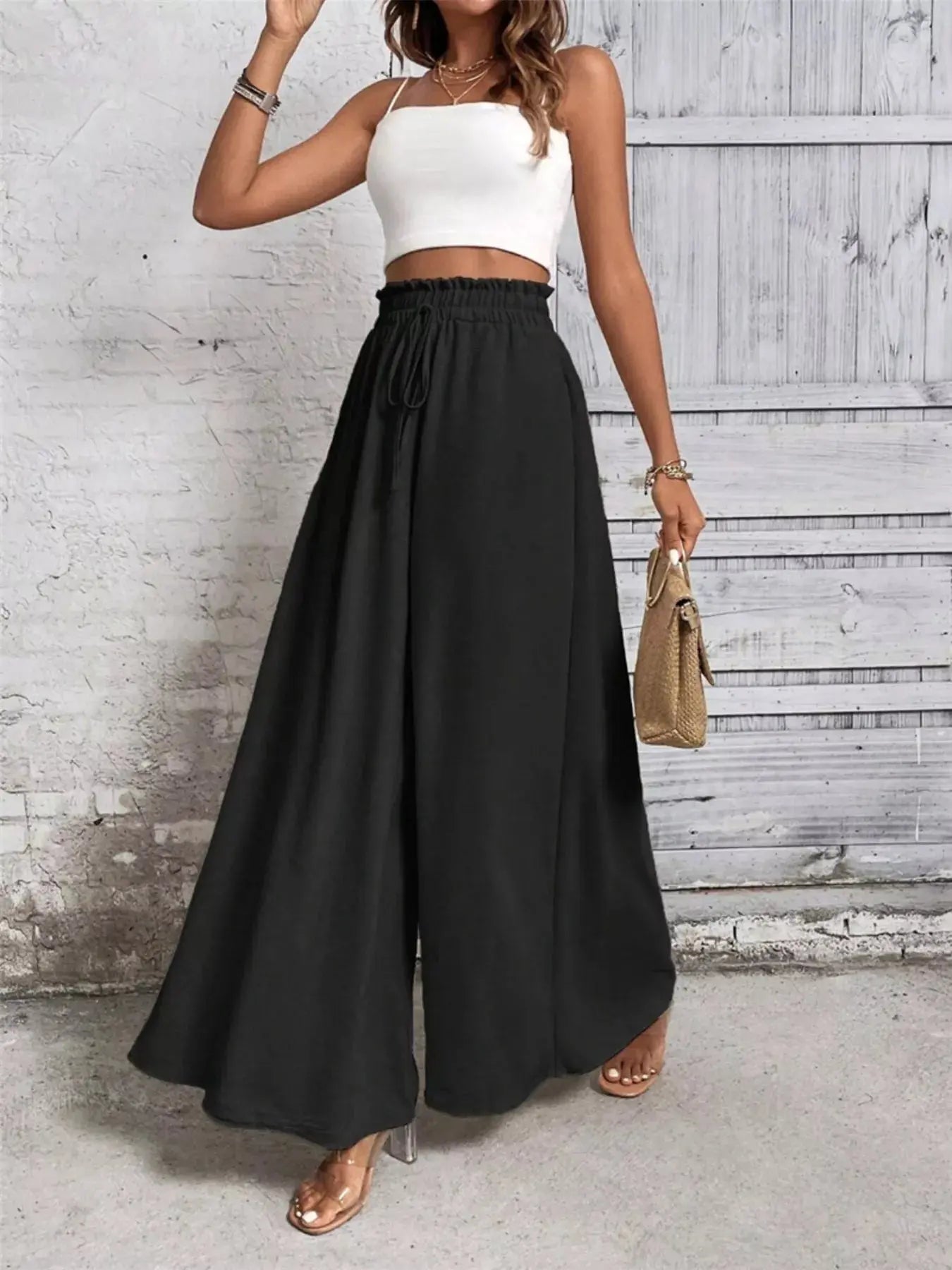 Frill Wide Leg Pants  Style Ratio