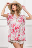 BiBi Floral Print Flutter Sheer Blouse  Style Ratio