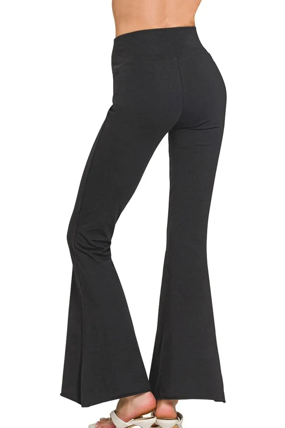 Zenana Raw Edge Hem Flare Yoga Pants  Style Ratio