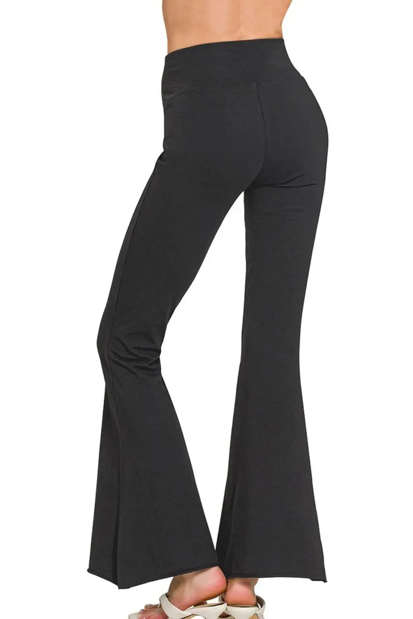 Zenana Raw Edge Hem Flare Yoga Pants  Style Ratio