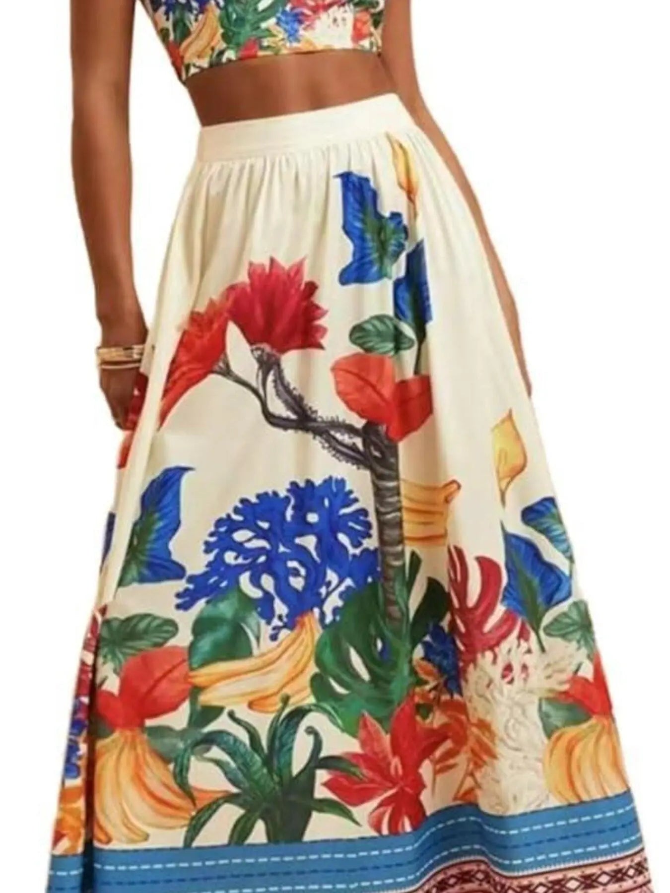 Floral Print Crop Top and Skirt Set  Style Ratio