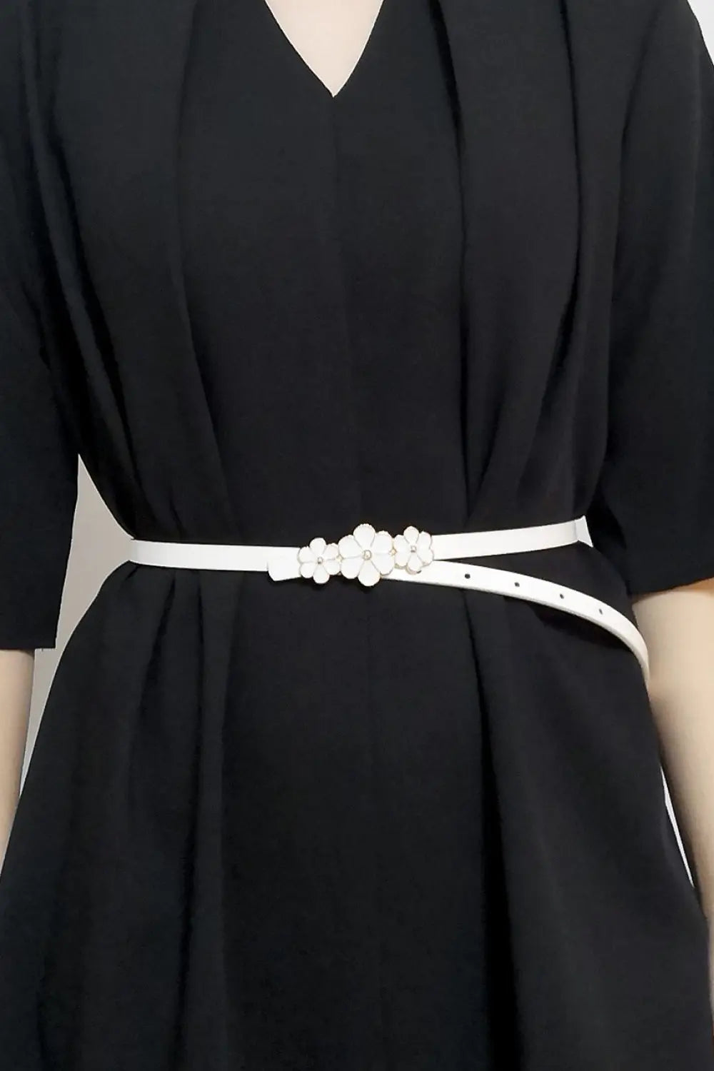 Flower Decor Skinny PU Belt  Style Ratio