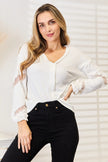 Double Take V-Neck Dropped Shoulder Blouse  Style Ratio