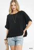 Umgee Linen Frayed Hem Scallop Edge Top  Style Ratio